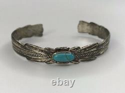 Early Bell Trading Post sterling silver cuff bracelet Turquoise Native J21-1177