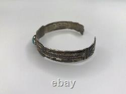 Early Bell Trading Post sterling silver cuff bracelet Turquoise Native J21-1177