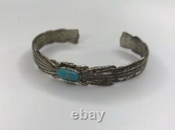 Early Bell Trading Post sterling silver cuff bracelet Turquoise Native J21-1177