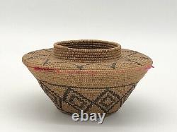 Early California Yokuts Basket with red yarn