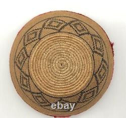 Early California Yokuts Basket with red yarn