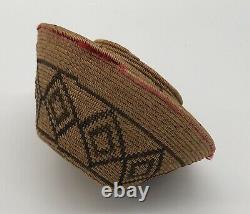 Early California Yokuts Basket with red yarn