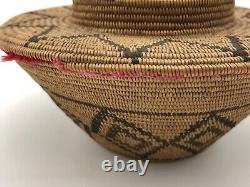 Early California Yokuts Basket with red yarn