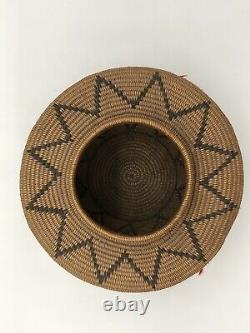 Early California Yokuts Basket with red yarn