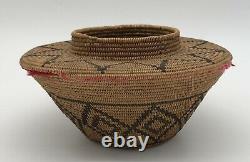 Early California Yokuts Basket with red yarn