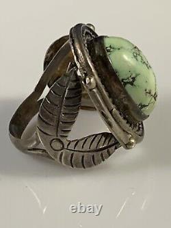 Early Carico Lake Tall & Thick Stone, Beautiful Navajo Old Pawn Sterling Ring 11