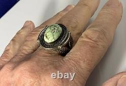 Early Carico Lake Tall & Thick Stone, Beautiful Navajo Old Pawn Sterling Ring 11