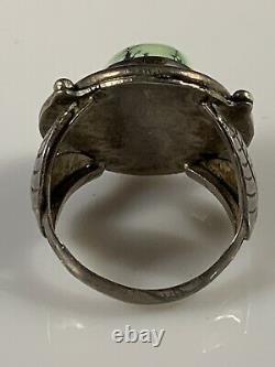 Early Carico Lake Tall & Thick Stone, Beautiful Navajo Old Pawn Sterling Ring 11