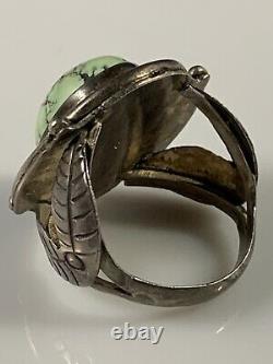 Early Carico Lake Tall & Thick Stone, Beautiful Navajo Old Pawn Sterling Ring 11