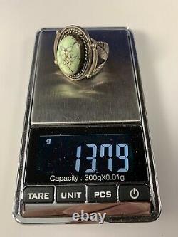 Early Carico Lake Tall & Thick Stone, Beautiful Navajo Old Pawn Sterling Ring 11