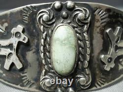 Early Carico Lake Turquoise Vintage Navajo Sterling Silver Bracelet Old