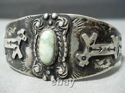 Early Carico Lake Turquoise Vintage Navajo Sterling Silver Bracelet Old