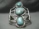 Early Carling Turquoise Towerinv Vintage Navajo Sterling Silver Bracelet