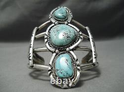 Early Carling Turquoise Towerinv Vintage Navajo Sterling Silver Bracelet