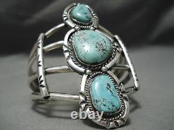 Early Carling Turquoise Towerinv Vintage Navajo Sterling Silver Bracelet