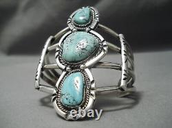 Early Carling Turquoise Towerinv Vintage Navajo Sterling Silver Bracelet