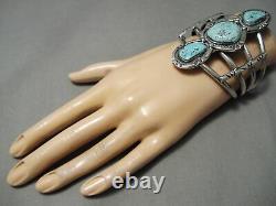 Early Carling Turquoise Towerinv Vintage Navajo Sterling Silver Bracelet