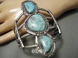 Early Carling Turquoise Towerinv Vintage Navajo Sterling Silver Bracelet