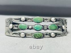 Early Century Vintage Navajo Cerrillos Turquoise Sterling Silver Bracelet