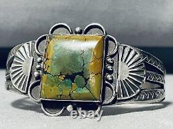 Early Century Vintage Navajo Green Turquoise Sterling Silver Bracelet