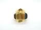 Early Charles Loloma Hopi 14k Gold Stone Inlay Ring, Size 6.5, Unsigned