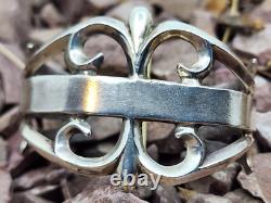 Early Circa 40's Navajo Sandcast Coin Silver Cuff Bracelet 6.5