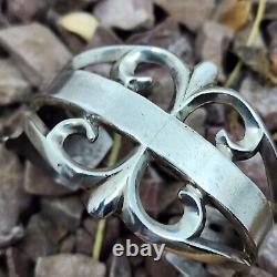 Early Circa 40's Navajo Sandcast Coin Silver Cuff Bracelet 6.5