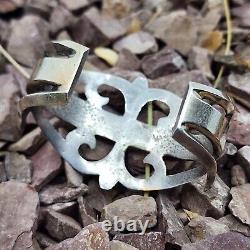 Early Circa 40's Navajo Sandcast Coin Silver Cuff Bracelet 6.5
