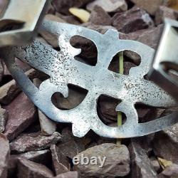 Early Circa 40's Navajo Sandcast Coin Silver Cuff Bracelet 6.5