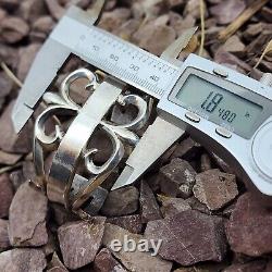 Early Circa 40's Navajo Sandcast Coin Silver Cuff Bracelet 6.5