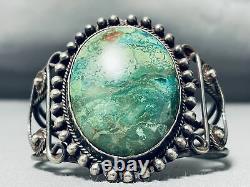 Early Coil Work Important Green Stone Vintage Sterling Silver Bracelet