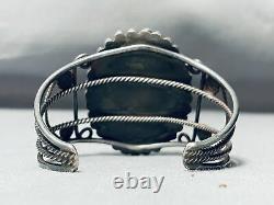 Early Coil Work Important Green Stone Vintage Sterling Silver Bracelet