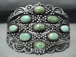 Early Coin Silver Vintage Navajo Cerrillos Turquoise Bracelet Old