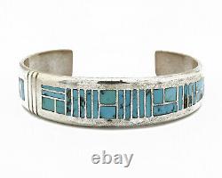 Early David Freeland Natural Blue Turquoise. 925 Silver Inlaid Cuff
