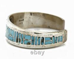 Early David Freeland Natural Blue Turquoise. 925 Silver Inlaid Cuff