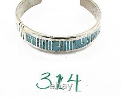 Early David Freeland Natural Blue Turquoise. 925 Silver Inlaid Cuff