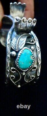 Early David Tune native silver and turquoise watch band/ cuff bracelet