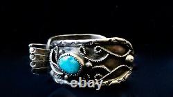 Early David Tune native silver and turquoise watch band/ cuff bracelet