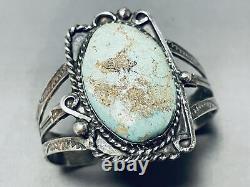 Early Deposit Turquoise! Vintage Navajo #8 Sterling Silver Bracelet
