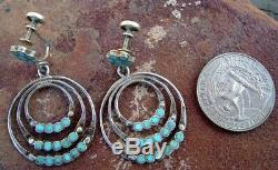 Early Dishta Sterling Silver & Turquoise Earrings. Beautiful