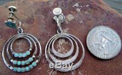 Early Dishta Sterling Silver & Turquoise Earrings. Beautiful