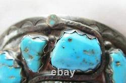 Early Effie C -Zuni Turquoise, Oxblood Coral Sterling Belt Buckle Effie Calavaza