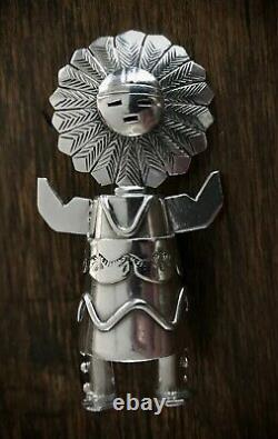Early Esther Wood Solid Silver 3-Dimensional Kachina Doll Standing Pendant RARE