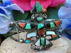 Early Exquisite Native American Zuni Turquoise Spiny Oyster Onyx Cuff Bracelet