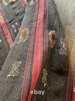 Early Fantastic Handloomed multicolor Native American BLANKET/RUG 9'x6