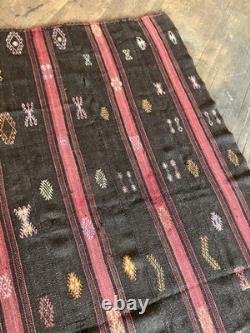 Early Fantastic Handloomed multicolor Native American BLANKET/RUG 9'x6