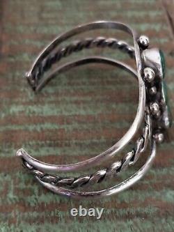 Early Fred Harvey Era 1920's 3 Stone Turquoise Sterling Twisted Cuff Bracelet