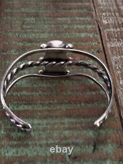 Early Fred Harvey Era 1920's 3 Stone Turquoise Sterling Twisted Cuff Bracelet