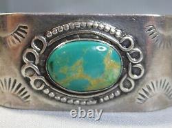 Early Fred Harvey Era NAVAJO FOX Mine TURQUOISE STERLING Cactus Flower Bracelet