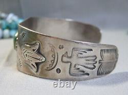 Early Fred Harvey Era NAVAJO FOX Mine TURQUOISE STERLING Cactus Flower Bracelet